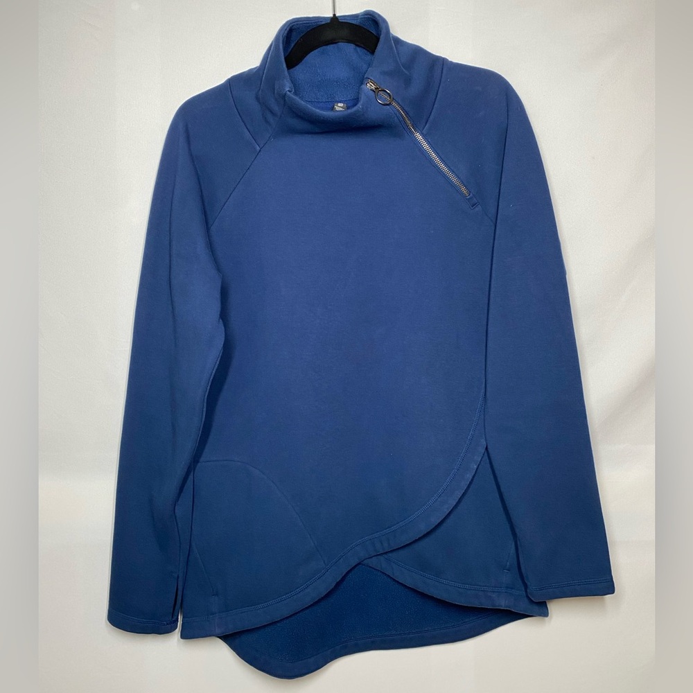 Athleta Cozy Karma Asym Fleece Lined Funnel Neck Long Line Sweatshirt